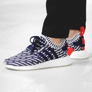 Adidas NMD R2 Primeknit Roni Navy White Running Boost Sneakers Men 8.5 BB2909‎
